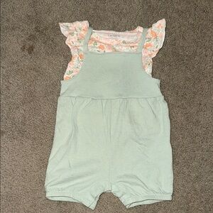 Carter's Mint Green Baby Romper with Floral Sleeves